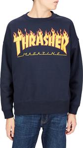 Толстовка унисекс Thrasher TH94130BS / FLAME CREW с круглым вырезом (логотип FLAME, крупный силуэт), классическая модель, темно-синий