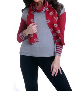 Kiss Me свитер с шарфом в сером/красном цвете ANGEL