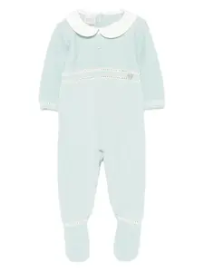 Вязаный детский комбинезон с воротником Питера Пэна Paz Rodriguez, бледно-зеленый