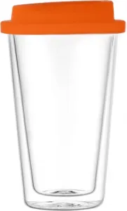 Стакан 350 мл с двойными стенками и силиконовой крышкой, термокружка, для переноски, для горячих и холодных напитков, чая, молока, боросиликатное стекло, кофейная кружка Bremen