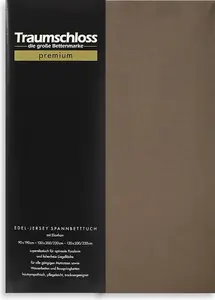 Простыня на подгонке Premium Fine Jersey 140-160 x 200-220 см капучино 165 г/м², 95% чесаный хлопок Мако, 5% эластан Traumschloss