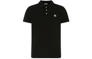 Поло с коротким рукавом и нашивкой-логотипом Moncler, черный