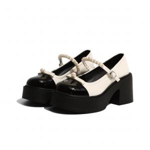 OBWA Женские туфли Мэри Джейн на массивном каблуке экрю, цвет Ecru