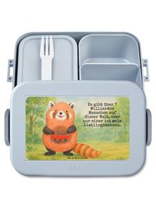 Mr. & Mrs. Panda Дизайн бенто-бокса «Красная панда» с надписью, пастельно-голубой цвет