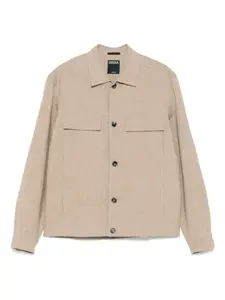 Кожаная куртка-рубашка Zegna, нейтральный