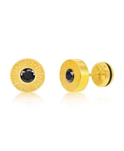 Нержавеющая сталь, 10 мм, круглые греческие ключи с фианитом Metallo, gold