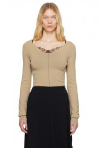 Широкий V-образный вырез топ Lemaire, цвет mastic