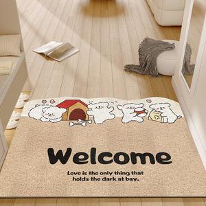 Xinglianxin Ковер 140х140 см для прихожей, петлевой ворс, грязеотталкивающий, с рисунком Happy Puppy, цвет Light Coffee