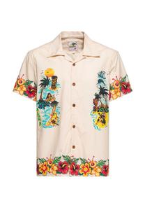 Гавайская рубашка со сплошным принтом Honolulu Hawaii KING KEROSIN, цвет Ecru