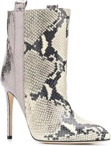 Женские ботильоны на шпильке с заостренным носком, модные кожаные короткие ботинки на высоком каблуке, сексуальный змеиный принт, для платья, вечеринки, осени и зимы Generic, Silver