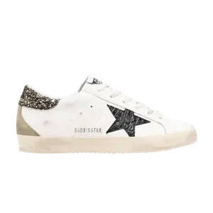 Кроссовки Golden Goose Wmns Superstar White Black Croc Glitter, белый