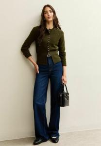 Кардиган New Look CREW NECK LONG SLEEVE STUDDED, Olive