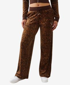 Женские прямые брюки из хрустального велюра True Religion, Leopard