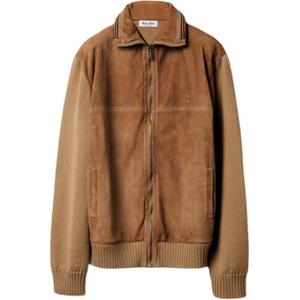 Куртка Suede insert Ribbed Cardigan MIU MIU, коричневый