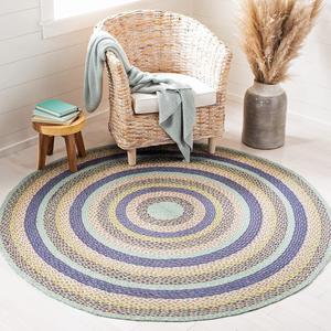 SAFAVIEH Cape Cod Collection круглый ковер 122 x 122 см Blue / Green CAP241M ручной работы из плетеного джута
