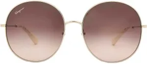 Женские солнцезащитные очки Salvatore Ferragamo с коричневым градиентом, круглые, модель SF299S 703 60, золотистый цвет, Gold