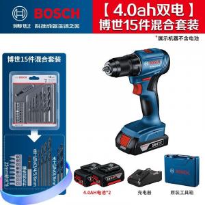 Дрель аккумуляторная Bosch GSR185-Li + два аккумулятора 4.0Ah, зарядное устройство, сверла-15 штук