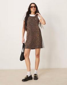 Джинсовое платье Adidas Originals с леопардовым принтом - МУЛЬТИ