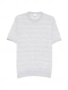 Полосатая футболка с круглым вырезом Eleventy, серый