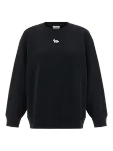 Свитшот с круглым вырезом и нашивкой в виде детеныша лисы Maison Kitsuné, черный