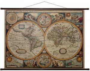 Фрейтаг и Берндт, старинная настенная карта мира Freytag&Berndt