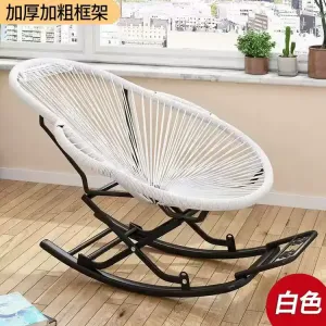 Fantasy Кресло-качалка xiao yao из ротанга, усиленная x-образная конструкция, белое