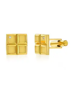 Запонки из нержавеющей стали с квадратным одинарным фианитом Metallo, gold