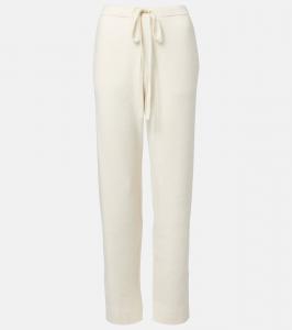 Украшенные кашемировые брюки с широкими штанинами God's True Cashmere, Ivory/Amethyst