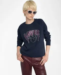 Тунисский женский свитшот Upper с длинными рукавами из хлопка Zadig & Voltaire, темно-синий