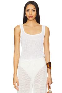 Льняная топ без рукавов с квадратным вырезом Onia, white