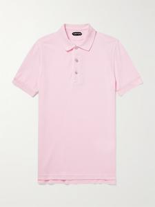 Рубашка-поло Slim-Fit из смеси лиоцелла и хлопка-пике TOM FORD, розовый