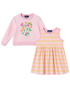 Энди и Эван Комплект из свитшота и платья с цветочным кружевом Andy & Evan, розовый