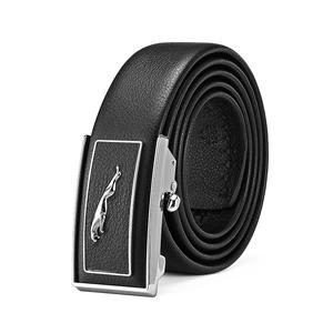 JAGUAR Мужской кожаный ремень из коровьей кожи черный шириной 3,5 см, Black