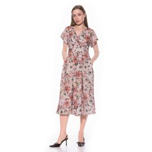 Женское платье-трапеция с драпировкой и рукавами «летучая мышь» Alexia Admor, цвет brown floral
