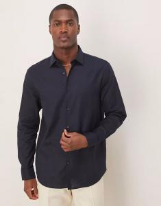 Рубашка классического льна ASOS DESIGN темно-синего цвета