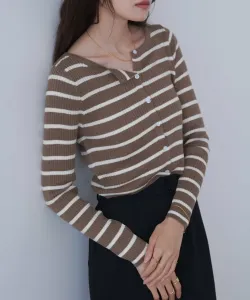 Прозрачный полосатый вязаный кардиган