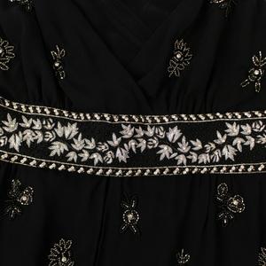 Женское черное платье миди из шелкового шифона с украшением Amiri, цвет Pattern