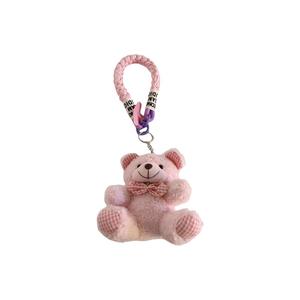 Пледовый плюшевый мишка брелок для брелока куклы плюш подвеска высота 12см XIWANTONG, розовый