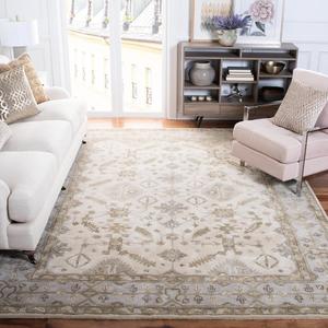 Ковер SAFAVIEH, 244 x 305 см, - коллекция Royalty - большой - Cream & Light Grey, ручной работы из шерсти, традиционный восточный дизайн, идеально для гостиной, спальни, офиса, столовой (ROY870A)