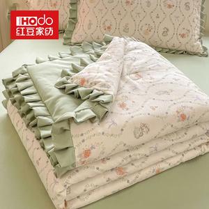 Red Bean Home Textiles Одеяло летнее односпальное 150х200 см, двухслойный муслин, волокно сои, легкое и дышащее