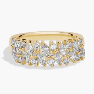 Романтичное многослойное кольцо с бриллиантами диагональной огранки «маркиз» из 14-каратного желтого золота (1 карат, двойной). Blue Nile