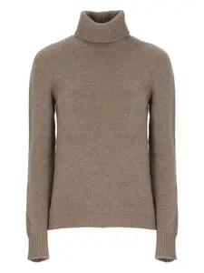 Свитер с воротником-гольф и ребристыми манжетами Vanisè, коричневый