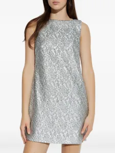 Мини-платье из кружев с фольгированным эффектом Kate Spade, серый