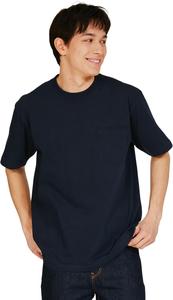 Футболка Hanes Beefy, короткие рукава, круглый вырез, 100% хлопок, бесшовный цельный крой, без этикетки, футболка с карманом Beefy, H5190, мужская, темно-синий