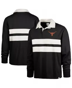 Мужская черная регбийная поло с длинным рукавом Texas Longhorns Clubhouse Knox Thames '47 Brand