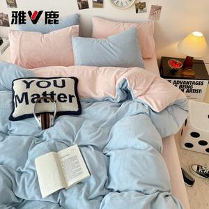 Yalu Пододеяльник 150х200 см, вельвет, двойной флис, цвета Baby Blue и Pink Jade