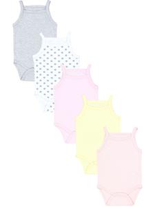 TupTam Детский боди для девочек на тонких бретельках, летний комплект из 5 штук, желто-серый цвет