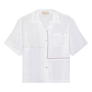 Рубашка Marni Patchwork Linen Shirt Lily White, белый