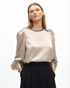 Женская атласная блузка с пышными рукавами Lola Casademunt, бежевый