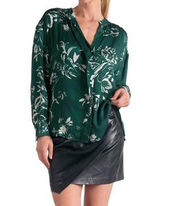 Длинная блуза с пуговицами в нефритовом цветочном принте ELAN, Jade Floral